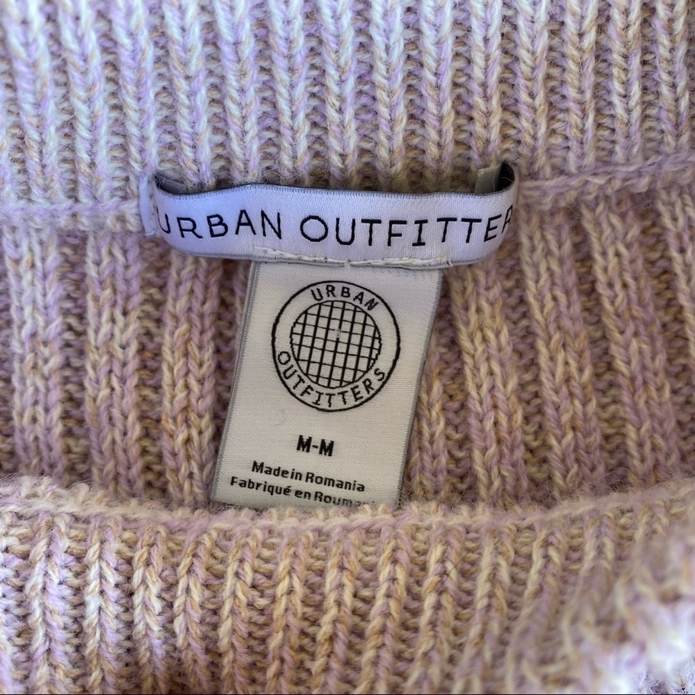 Urban Outfitters Big Sur Ribbed Knit Sweater Crop Top Soft Lilac Pink Size Med - Picture 7 of 8